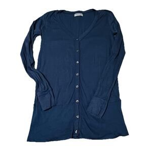Michael Stars 100% Supima Cotton Navy Cardigan Shirt Womens One Size S